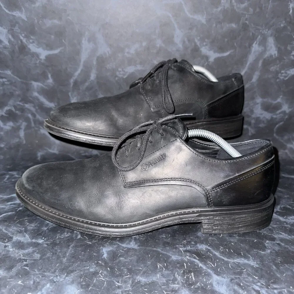 ECCO Knoxville Gore-Tex Waterproof Black Leather Shoes Mens Size 10-10.5 (44)